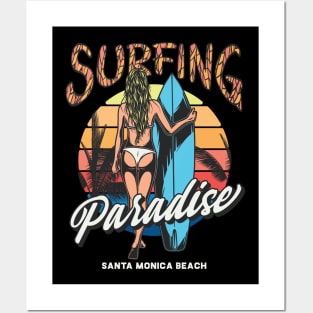 Surfing Paradise Santa Monica Beach Posters and Art